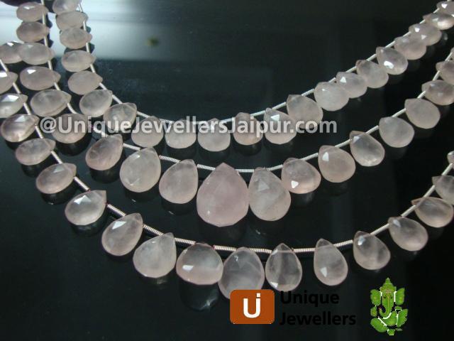 Rose Quartz Faceted Pear Beads